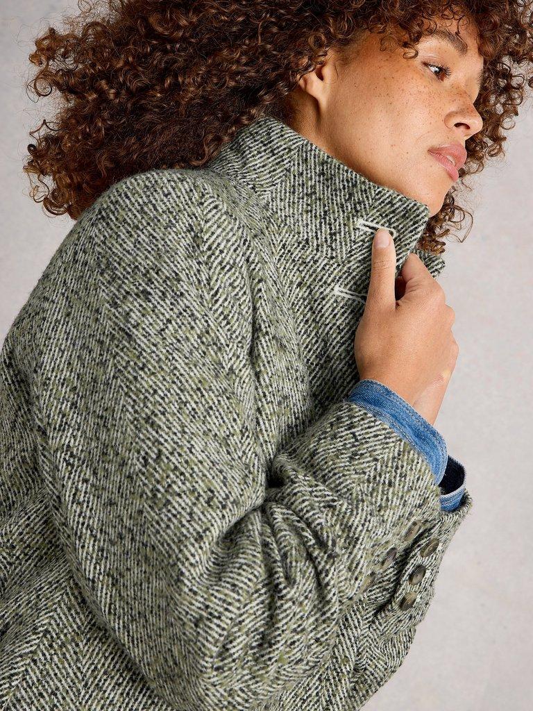 Tweed Wool Blend Coat